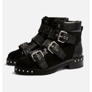 Topshop black biker boots
